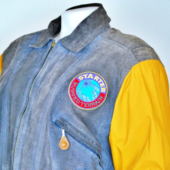 Rugged Terrain X Starter Rare 90's Leather Jacket - Picture 8 of 9